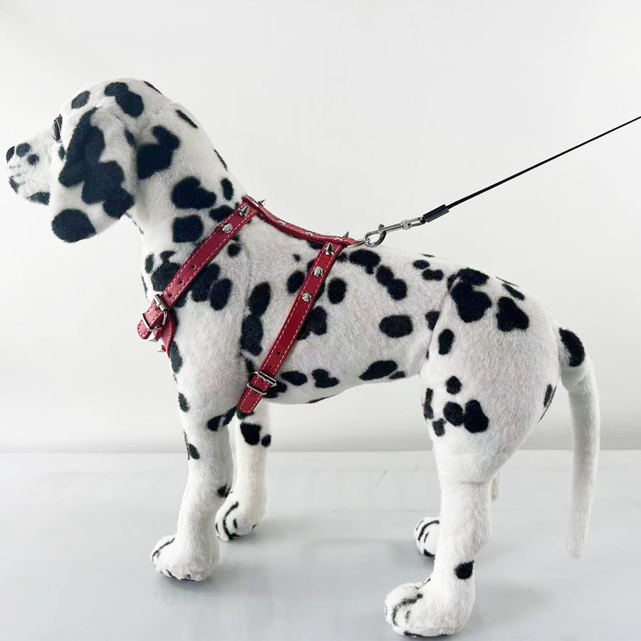 KFX-3560509 Black Spiked Studded Leather Dog Harness for Small Breeds, Adjustable Neck & Chest Size
