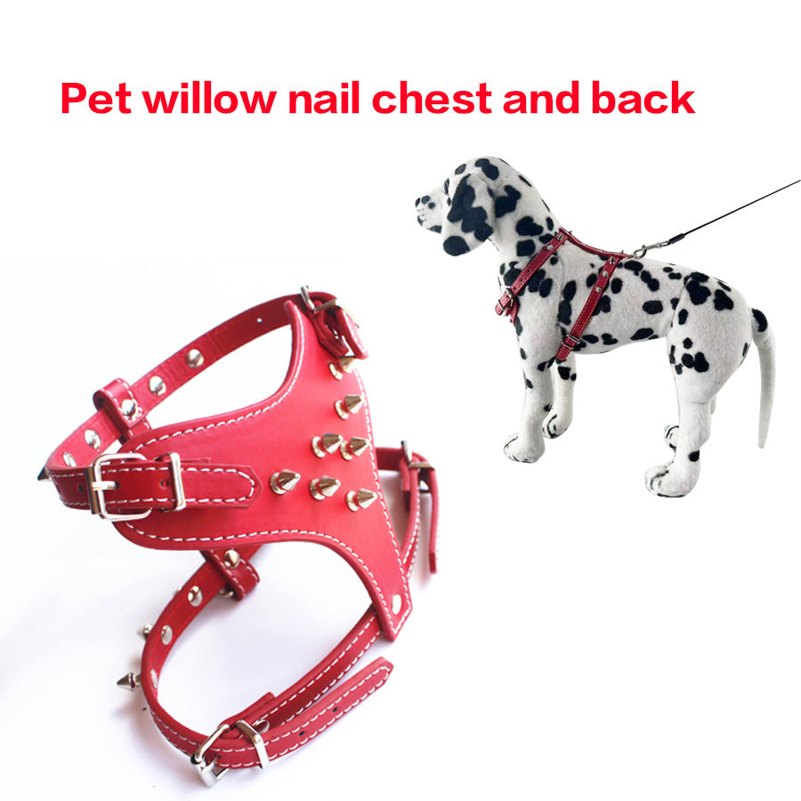 KFX-3560509 Black Spiked Studded Leather Dog Harness for Small Breeds, Adjustable Neck & Chest Size