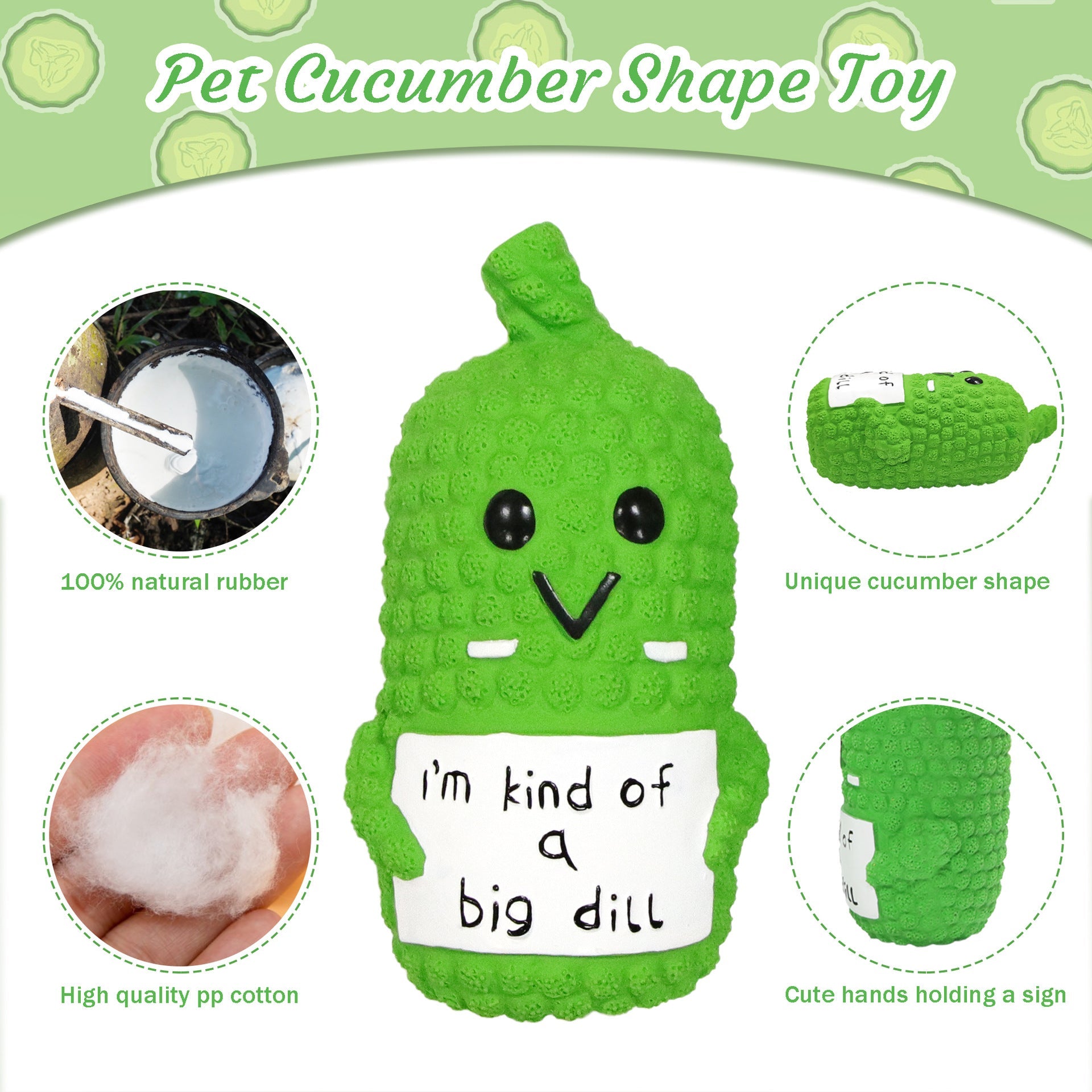 KFX-3562685 Squeaky Pickle Dog Chew Toy - Latex Puppy Teething Toy for Small to Large Dogs