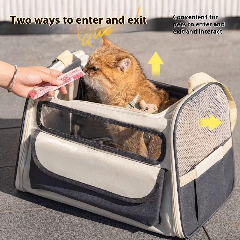 KFX-3563453 Breathable Foldable Large Capacity Pet Carrier Bag for Travel