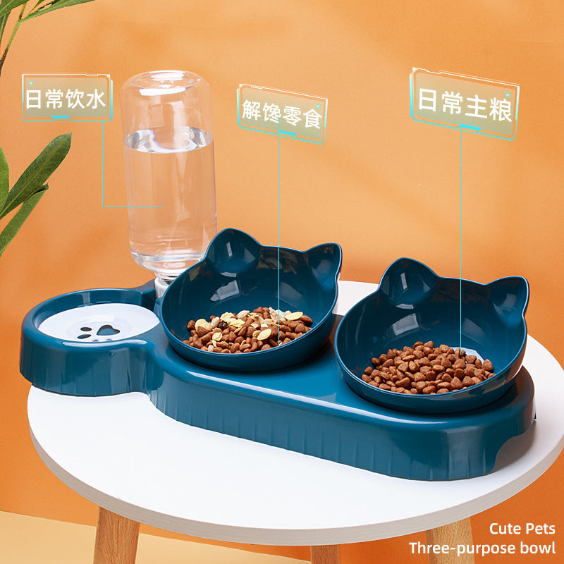 KFX-3564989 Double Bowl Automatic Drinking Station for Pets - Protective Cervical Spine Design in Multiple Colors