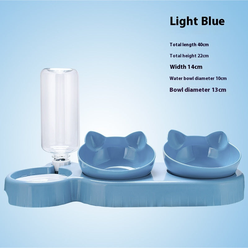 KFX-3564989 Double Bowl Automatic Drinking Station for Pets - Protective Cervical Spine Design in Multiple Colors