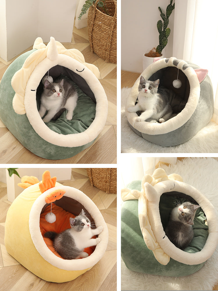KFX-3565245 Cozy Semi-Enclosed Polar Fleece Cat Nest for Deep Sleep – Available in Multiple Sizes