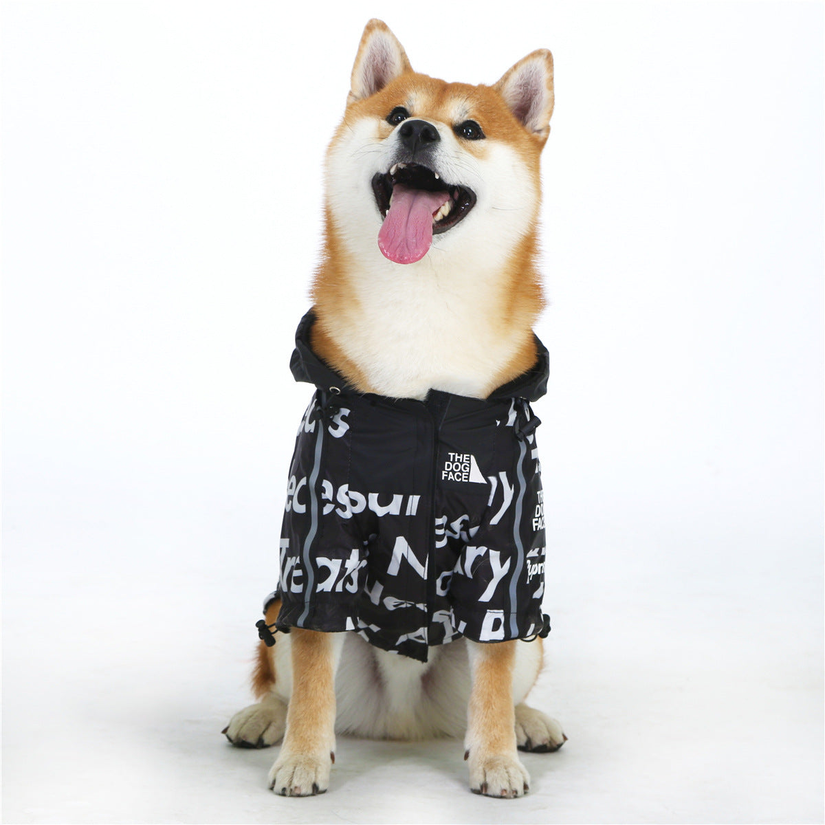 KFX-3565373 Windproof and Rainproof Large Dog Raincoat - Snow Mountain, Red Barrage, Black Barrage - Polyester Shell Jacket