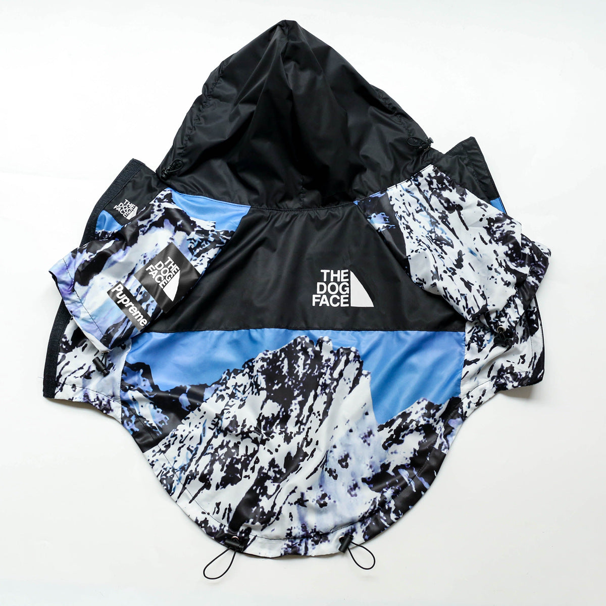 KFX-3565373 Windproof and Rainproof Large Dog Raincoat - Snow Mountain, Red Barrage, Black Barrage - Polyester Shell Jacket
