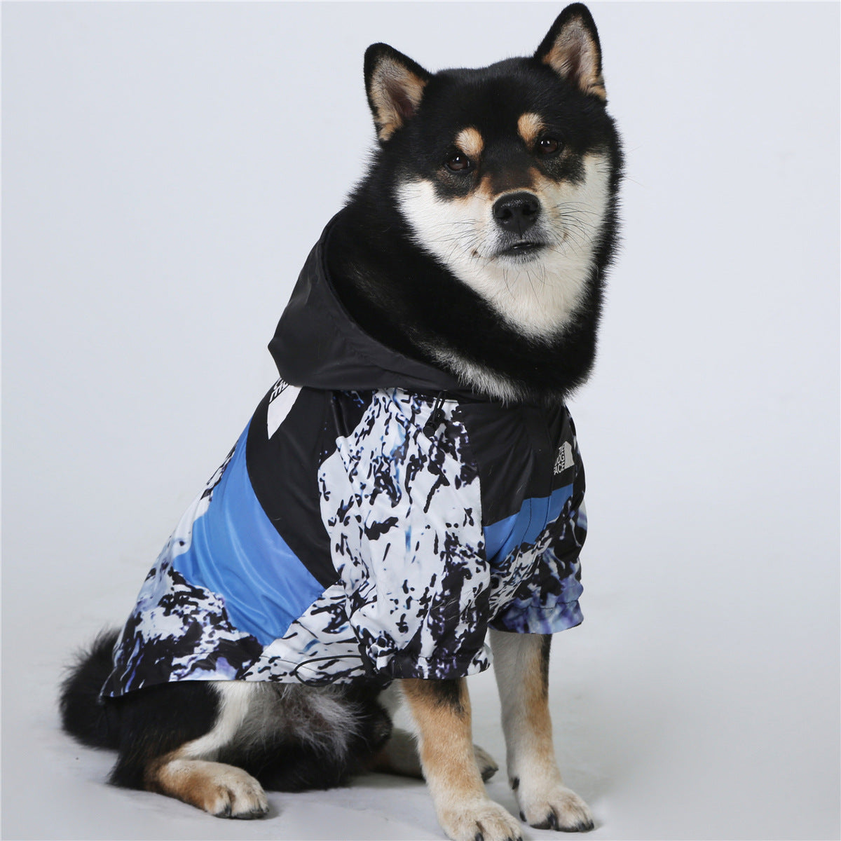 KFX-3565373 Windproof and Rainproof Large Dog Raincoat - Snow Mountain, Red Barrage, Black Barrage - Polyester Shell Jacket