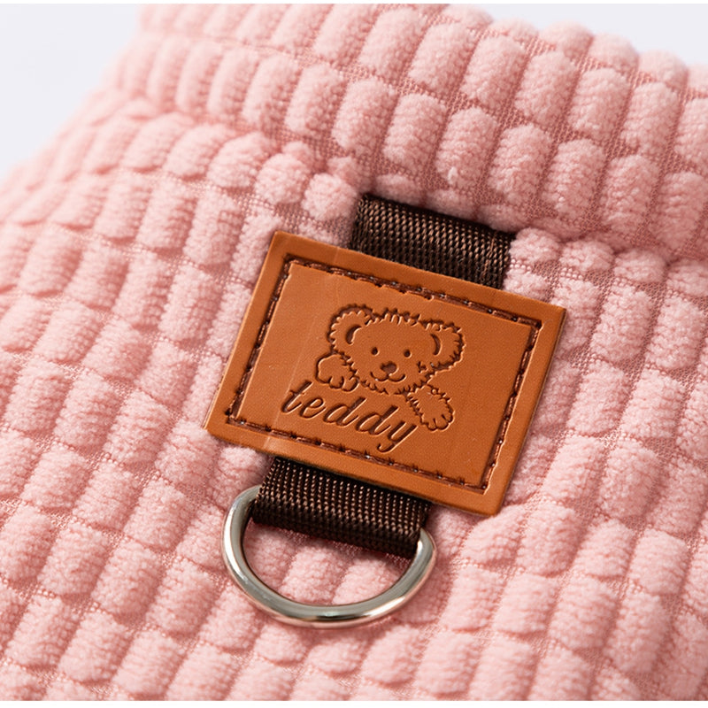 KFX-3565757 Cozy Pink Textured Corduroy Pet Vest for Small and Medium Dogs