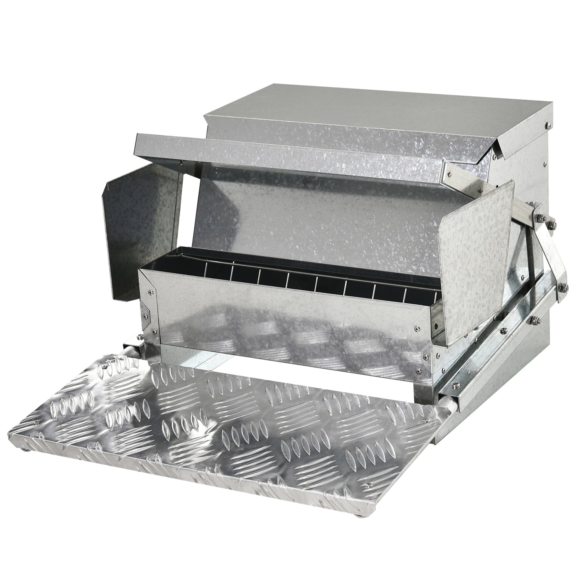 KFX-3570621 25 lbs Automatic Chicken Poultry Feeder, Weatherproof Galvanized Steel & Aluminum, Durable Design