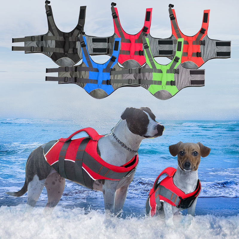 KFX-3571133 Adjustable Dog Life Jacket with Reflective Strips - Lightweight Swim Vest for Safety and Comfort