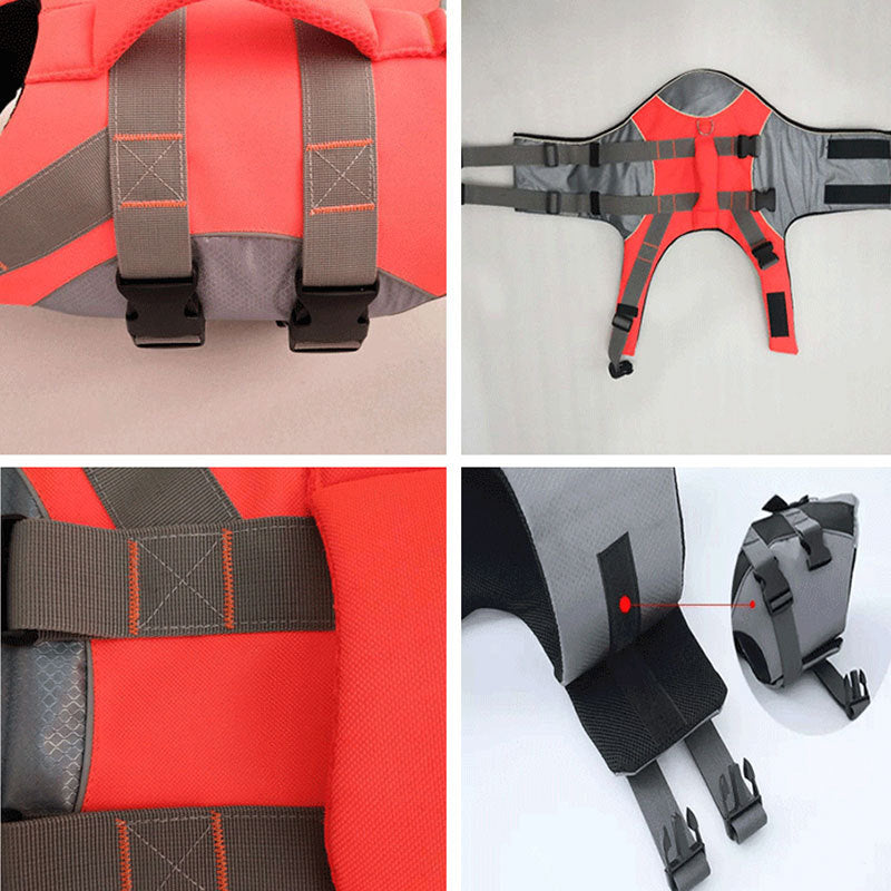 KFX-3571133 Adjustable Dog Life Jacket with Reflective Strips - Lightweight Swim Vest for Safety and Comfort