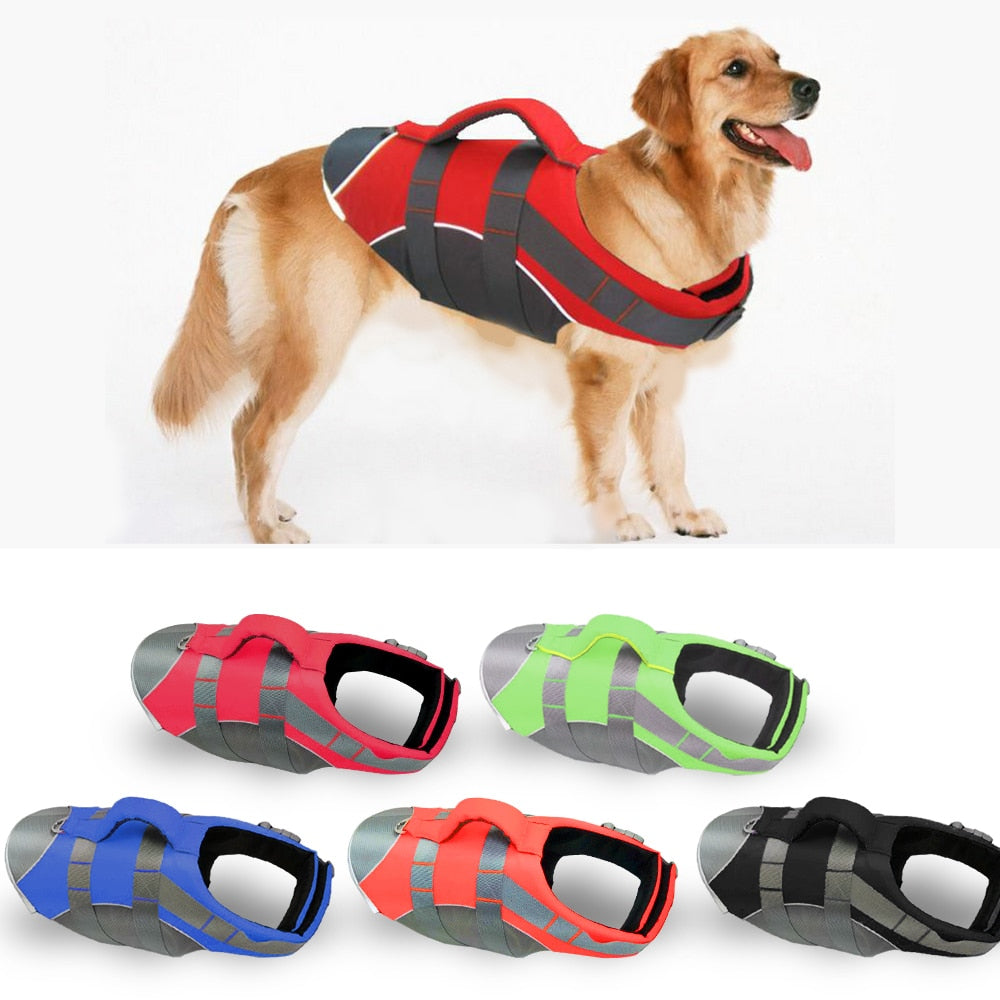 KFX-3571133 Adjustable Dog Life Jacket with Reflective Strips - Lightweight Swim Vest for Safety and Comfort