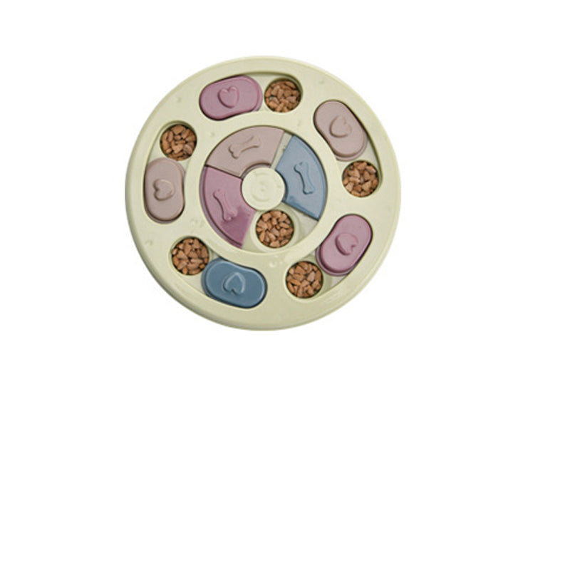 KFX-3571773 Creative Anti-Choking Turntable Dog Bowl in Pink, Green, or Blue – Available in Round, Hexagonal, and Footprint Styles