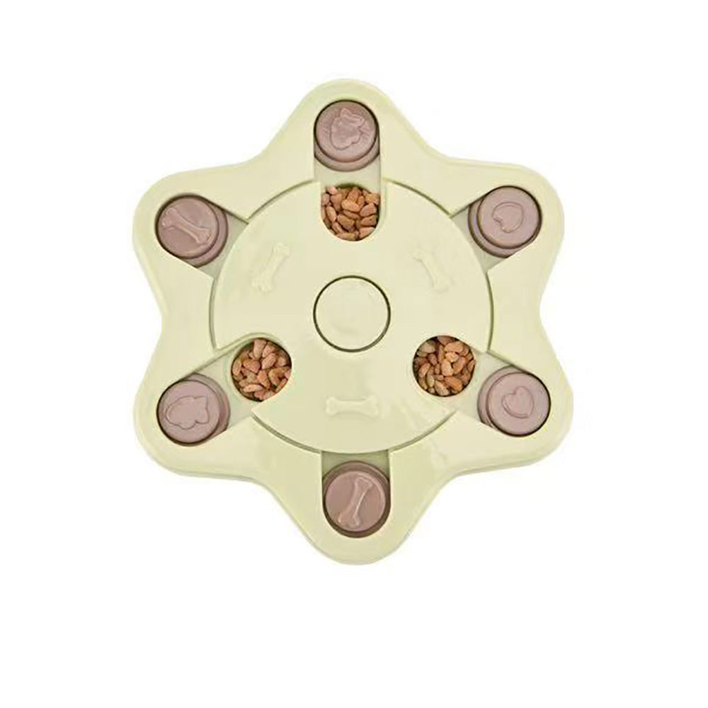 KFX-3571773 Creative Anti-Choking Turntable Dog Bowl in Pink, Green, or Blue – Available in Round, Hexagonal, and Footprint Styles