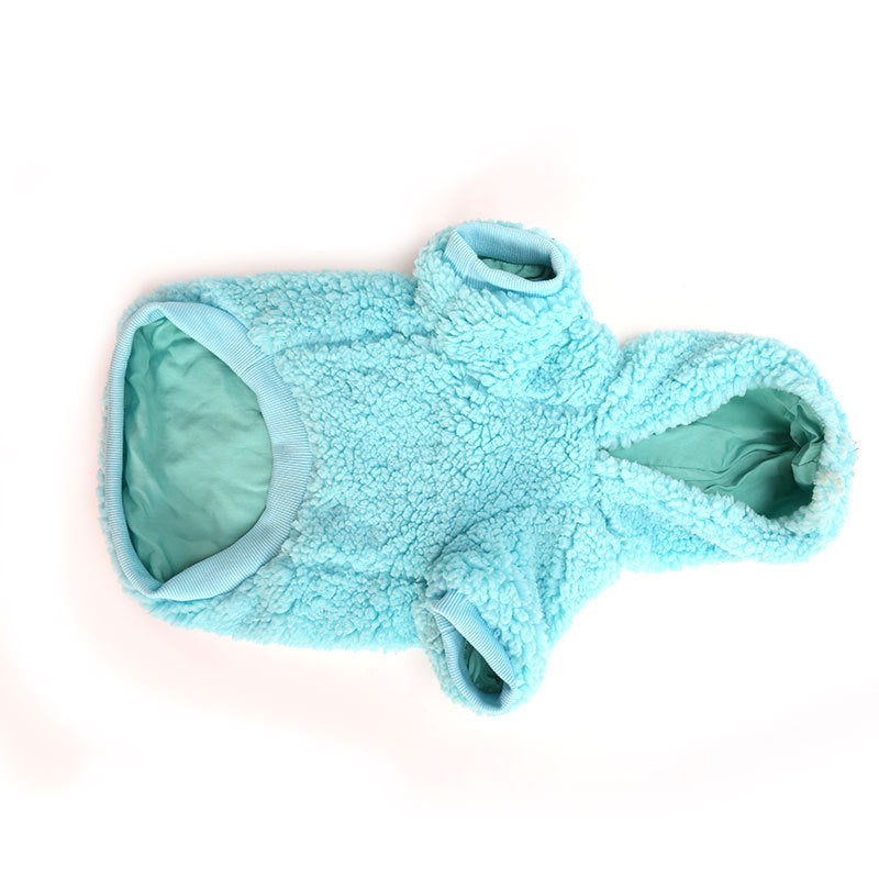 KFX-3572029 Solid Color Cotton Fleece Sweater for Small and Medium Dogs and Cats - Blue and Yellow