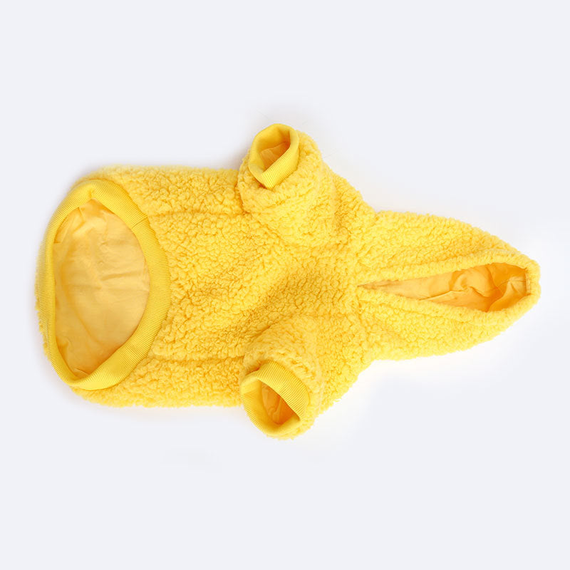 KFX-3572029 Solid Color Cotton Fleece Sweater for Small and Medium Dogs and Cats - Blue and Yellow