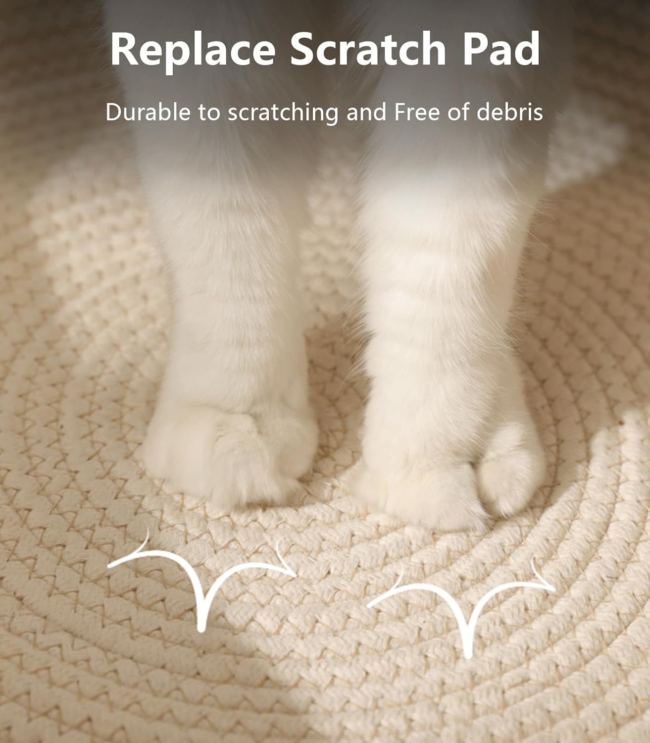KFX-3574205 Hand Woven Cat Bed with Toy Tail - Natural Cotton and Linen, Breathable Indoor Mat for Small Breeds