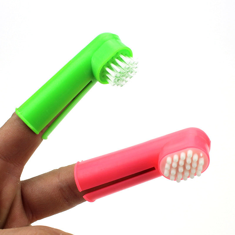 KFX-3574589 Three-Piece Pet Toothbrush Set with Dual-Head Brush and Finger Brushes