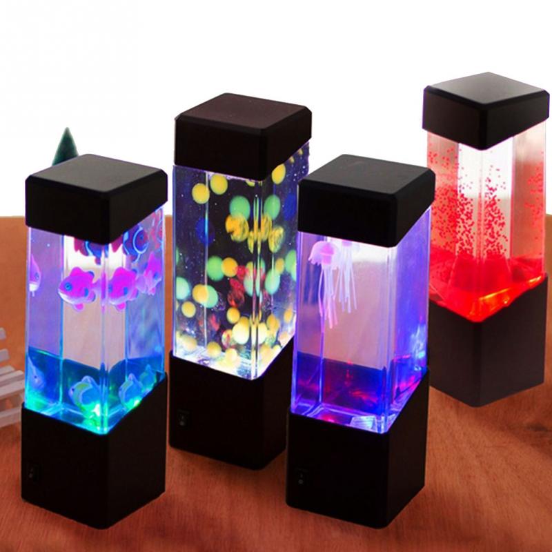KFX-3575997 Colorful LED Jellyfish Night Light with Volcanic Eruption Effect and Water Tank