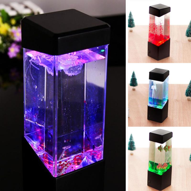 KFX-3575997 Colorful LED Jellyfish Night Light with Volcanic Eruption Effect and Water Tank