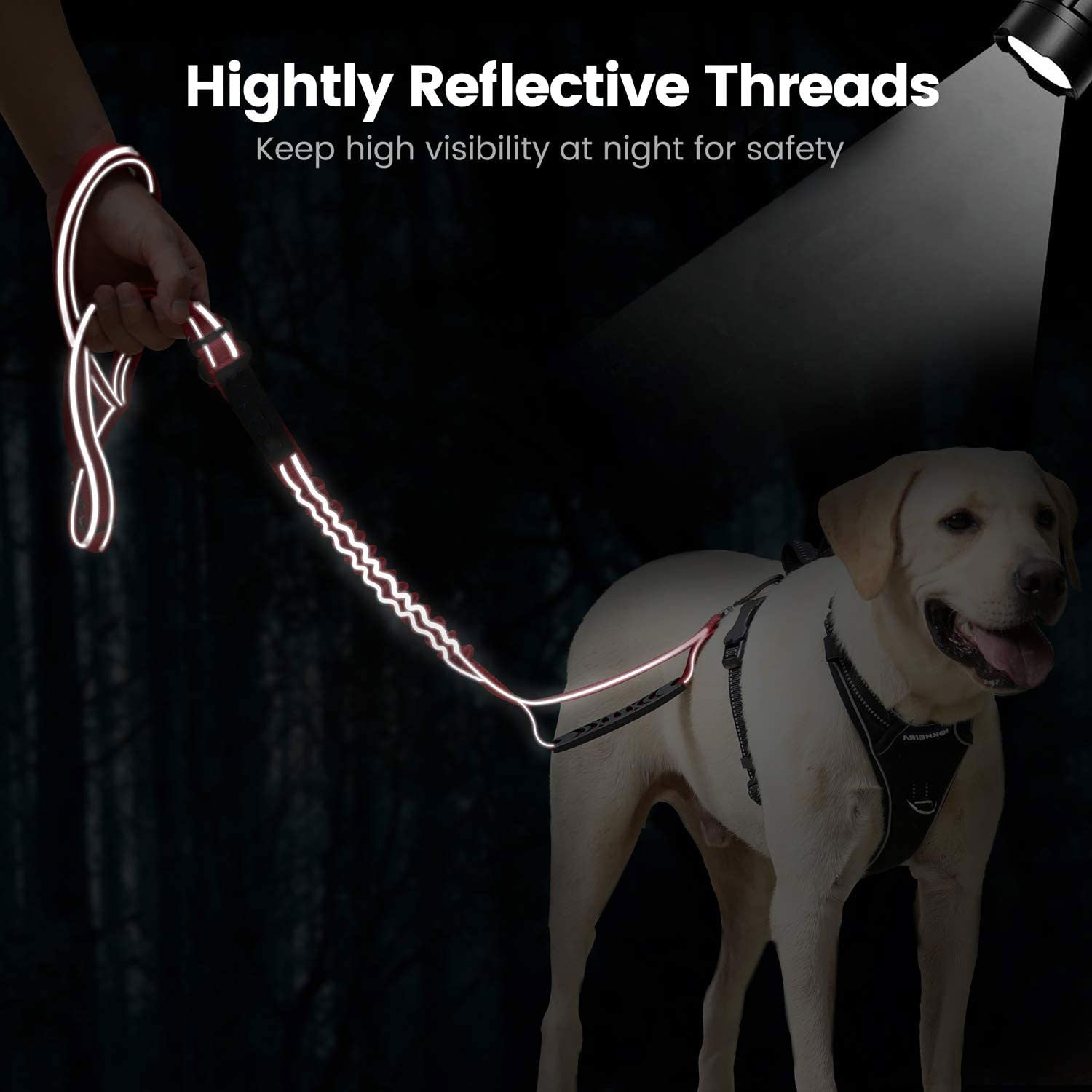KFX-3576509 Explosion-proof Elastic Dog Leash with Reflective Design - Scalable Nylon Construction, Multiple Color Options