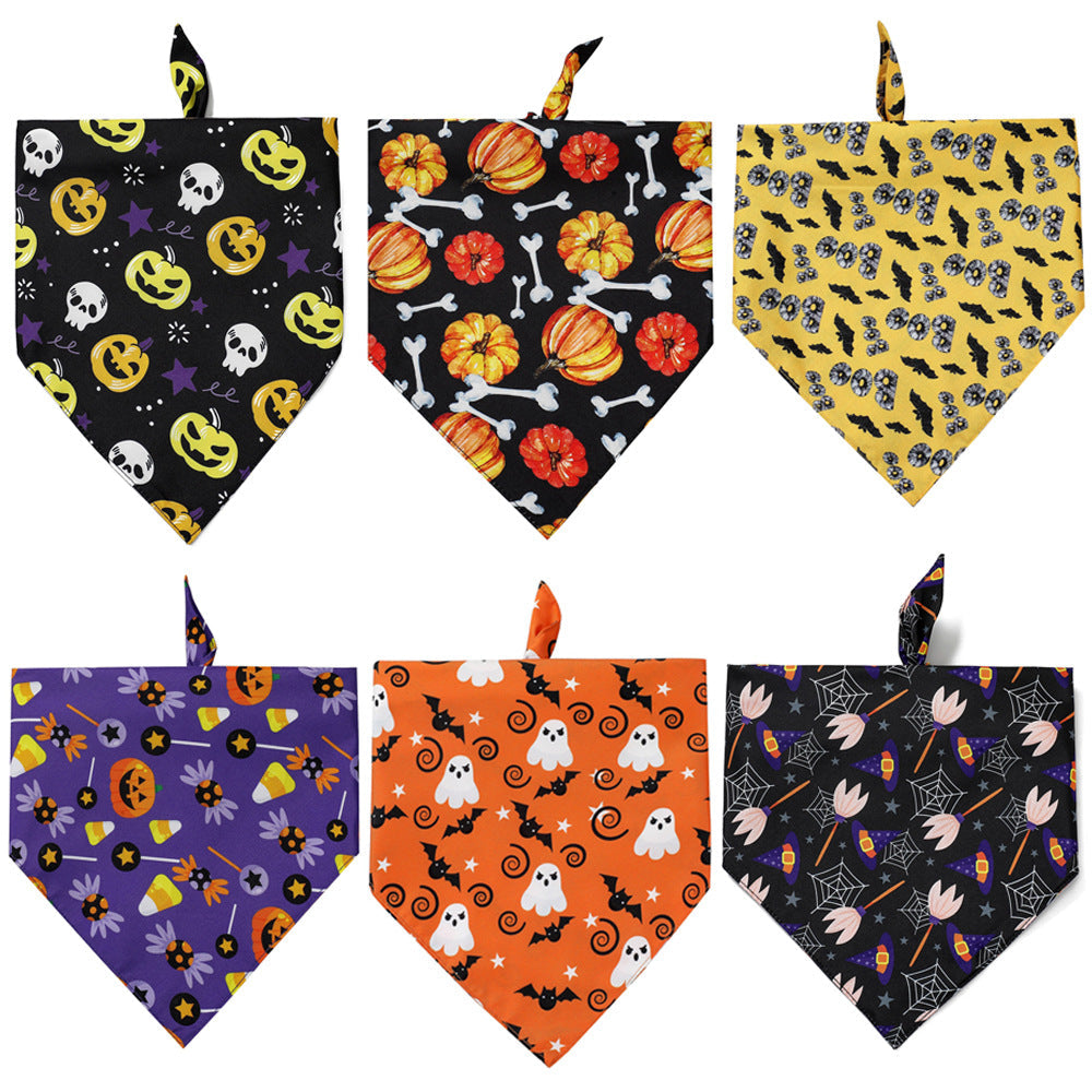 KFX-3580093 Halloween Triangle Dog Bib - Polyester Saliva Towel for Dogs, 70x48x48cm, Various Styles
