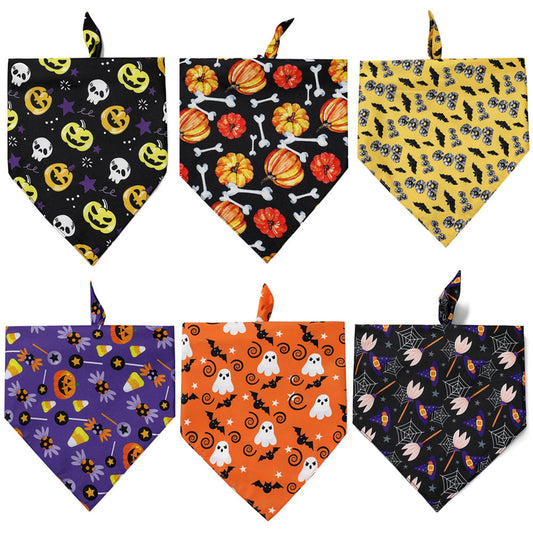 KFX-3580093 Halloween Triangle Dog Bib - Polyester Saliva Towel for Dogs, 70x48x48cm, Various Styles