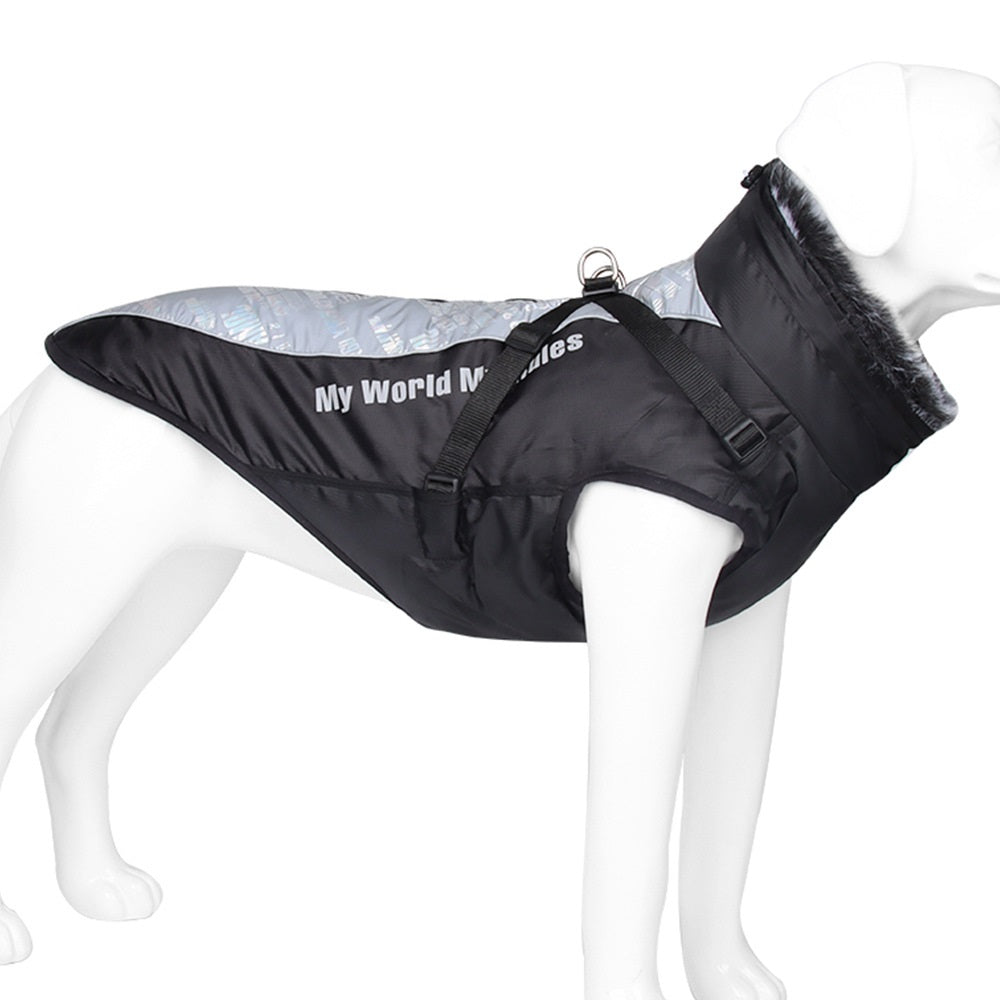 KFX-3580861 Reflective Waterproof Dog Shell Jacket for Large Breeds - Warm Cotton Pet Clothing in Multiple Colors