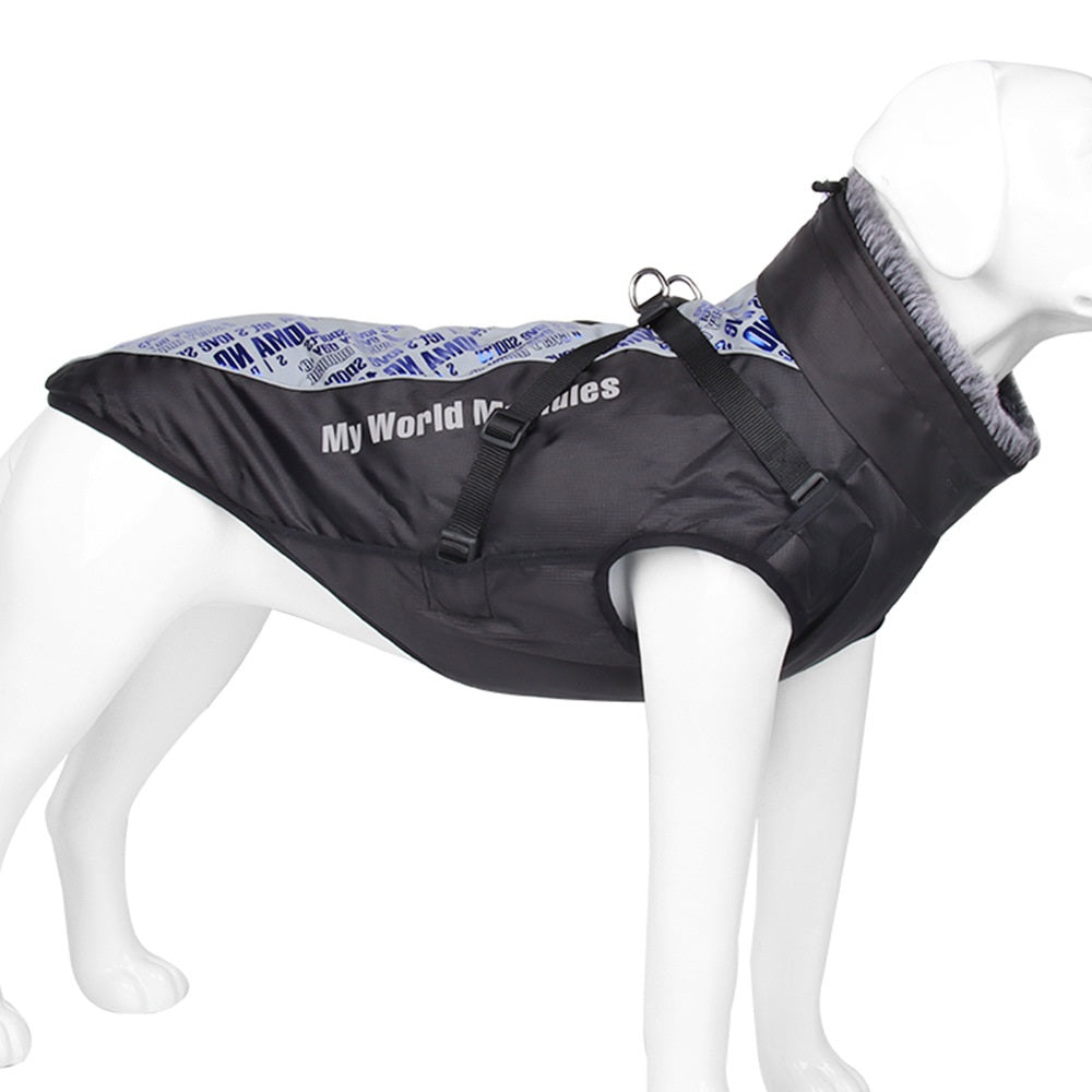 KFX-3580861 Reflective Waterproof Dog Shell Jacket for Large Breeds - Warm Cotton Pet Clothing in Multiple Colors