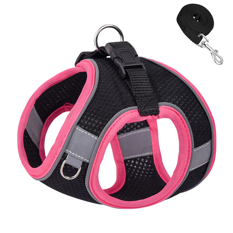 KFX-3582269 Reflective Plaid Dog Harness with Traction Rope - Adjustable Fit for Comfort and Safety