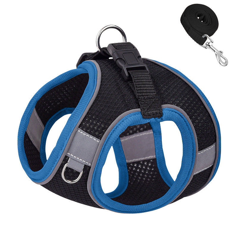 KFX-3582269 Reflective Plaid Dog Harness with Traction Rope - Adjustable Fit for Comfort and Safety