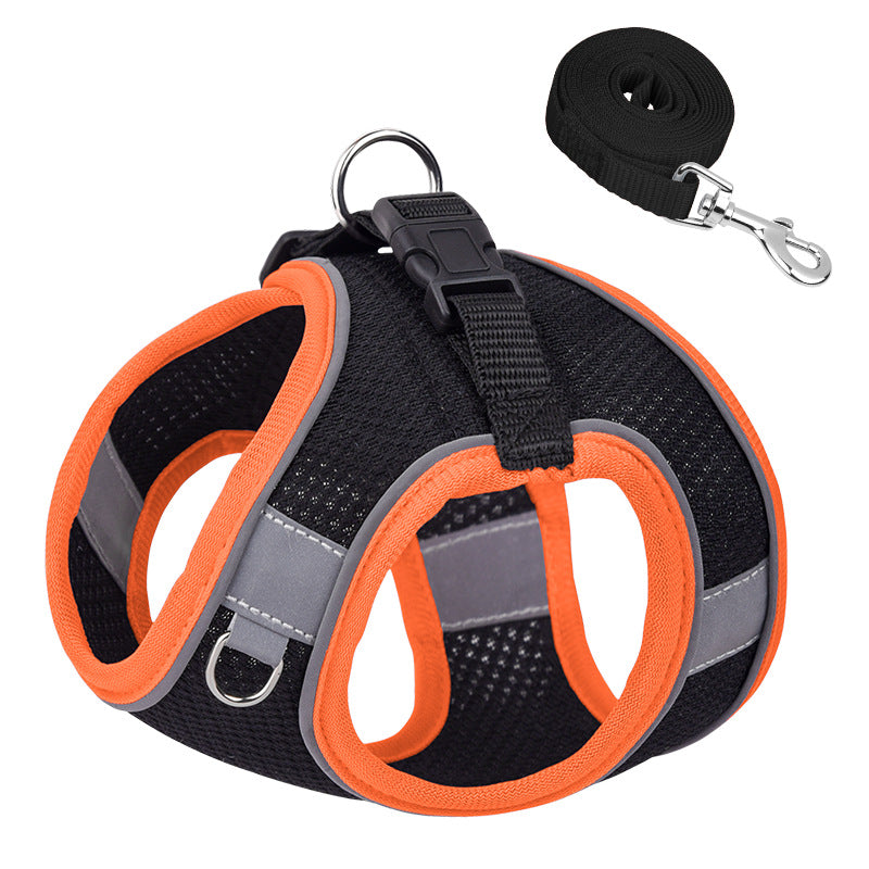 KFX-3582269 Reflective Plaid Dog Harness with Traction Rope - Adjustable Fit for Comfort and Safety