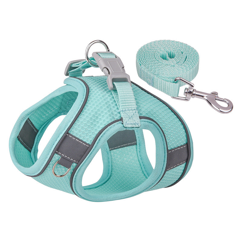 KFX-3582269 Reflective Plaid Dog Harness with Traction Rope - Adjustable Fit for Comfort and Safety