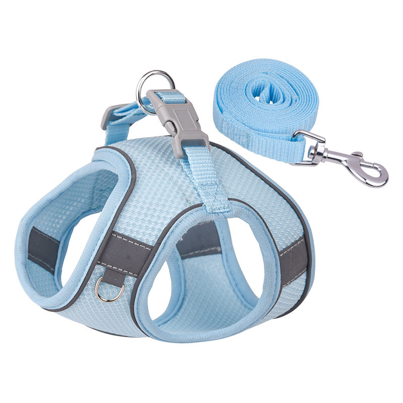 KFX-3582269 Reflective Plaid Dog Harness with Traction Rope - Adjustable Fit for Comfort and Safety