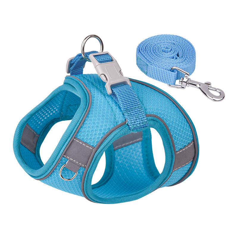 KFX-3582269 Reflective Plaid Dog Harness with Traction Rope - Adjustable Fit for Comfort and Safety