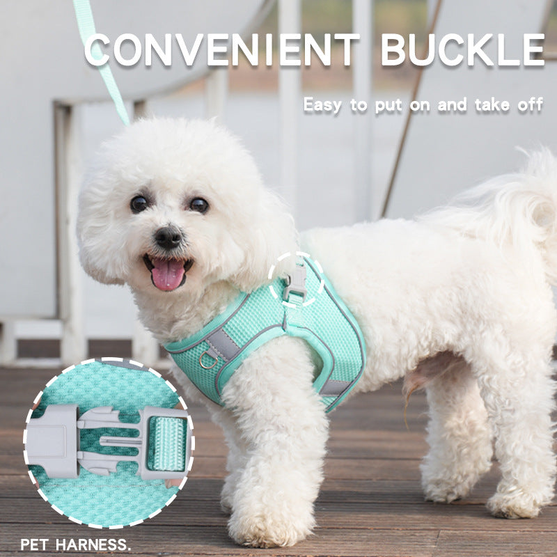 KFX-3582269 Reflective Plaid Dog Harness with Traction Rope - Adjustable Fit for Comfort and Safety