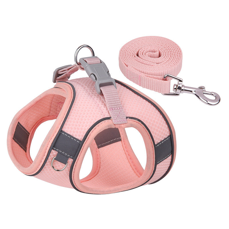 KFX-3582269 Reflective Plaid Dog Harness with Traction Rope - Adjustable Fit for Comfort and Safety