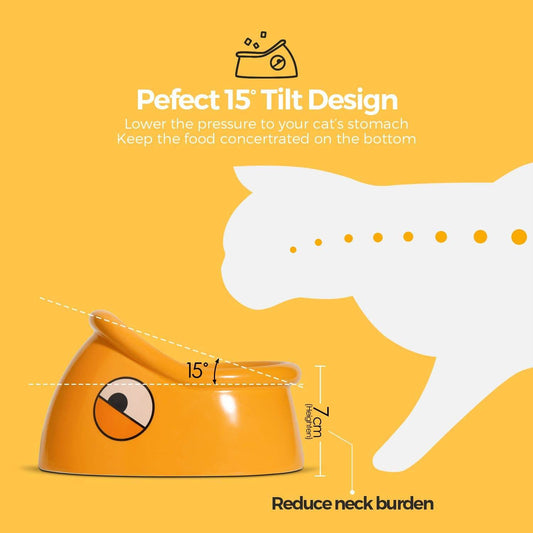 KFX-3582653 Ceramic Pet Food Bowl with Heightened Design for Cats and Small Animals