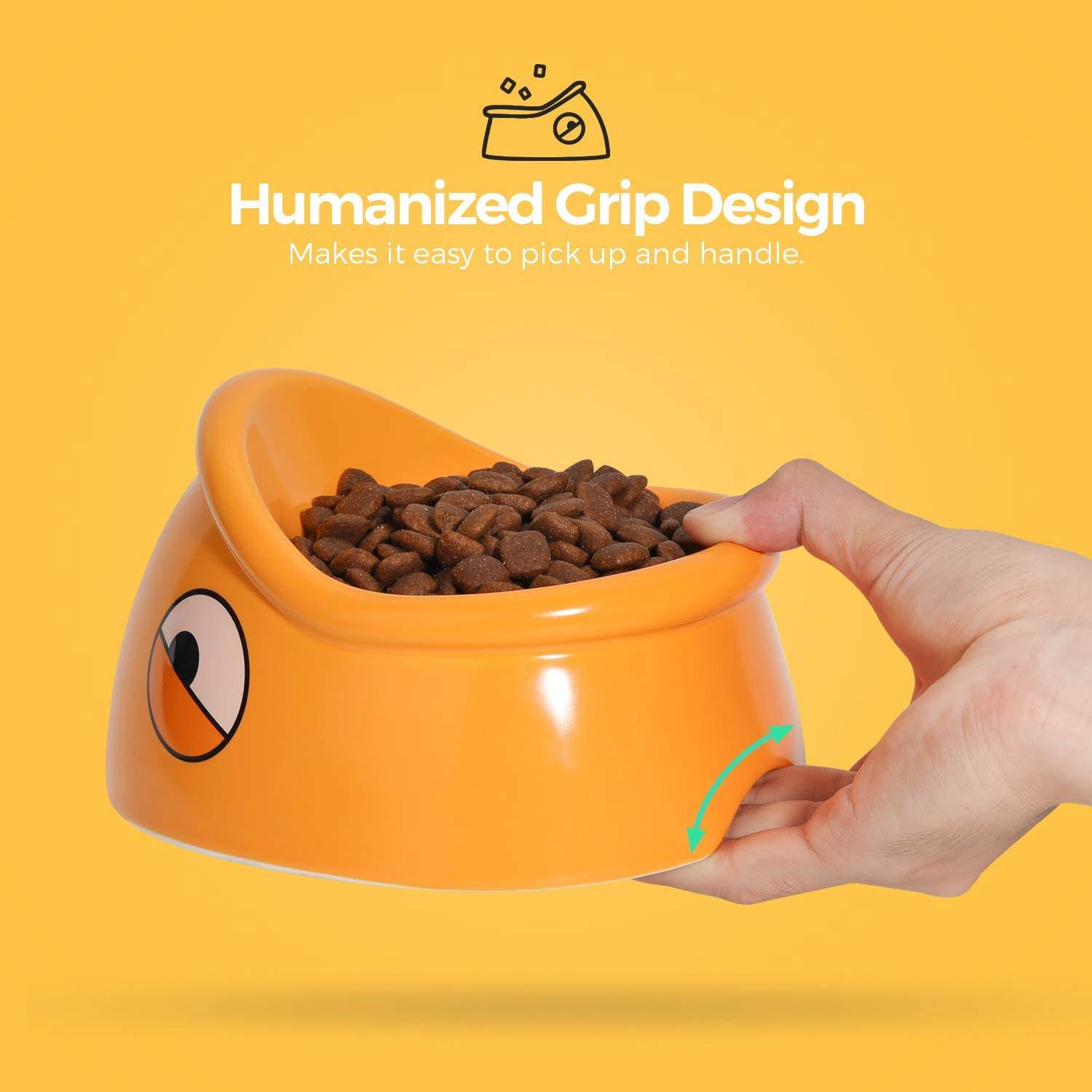 KFX-3582653 Ceramic Pet Food Bowl with Heightened Design for Cats and Small Animals