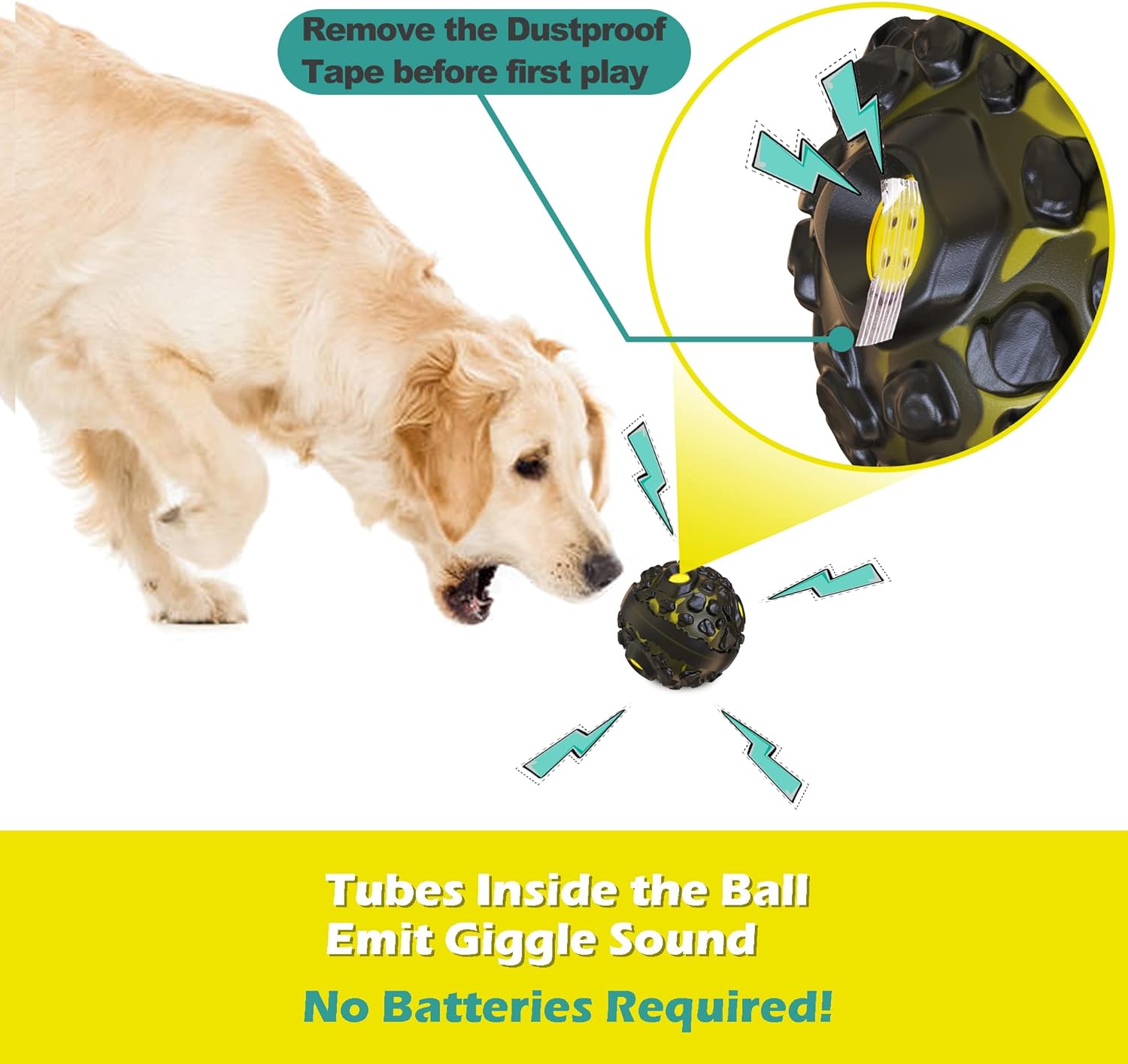 KFX-3585725 Durable Wobble Dog Ball Toy for Aggressive Chewers - Squeaky Giggle Sound, Non-Toxic Rubber, Teeth Cleaning Design