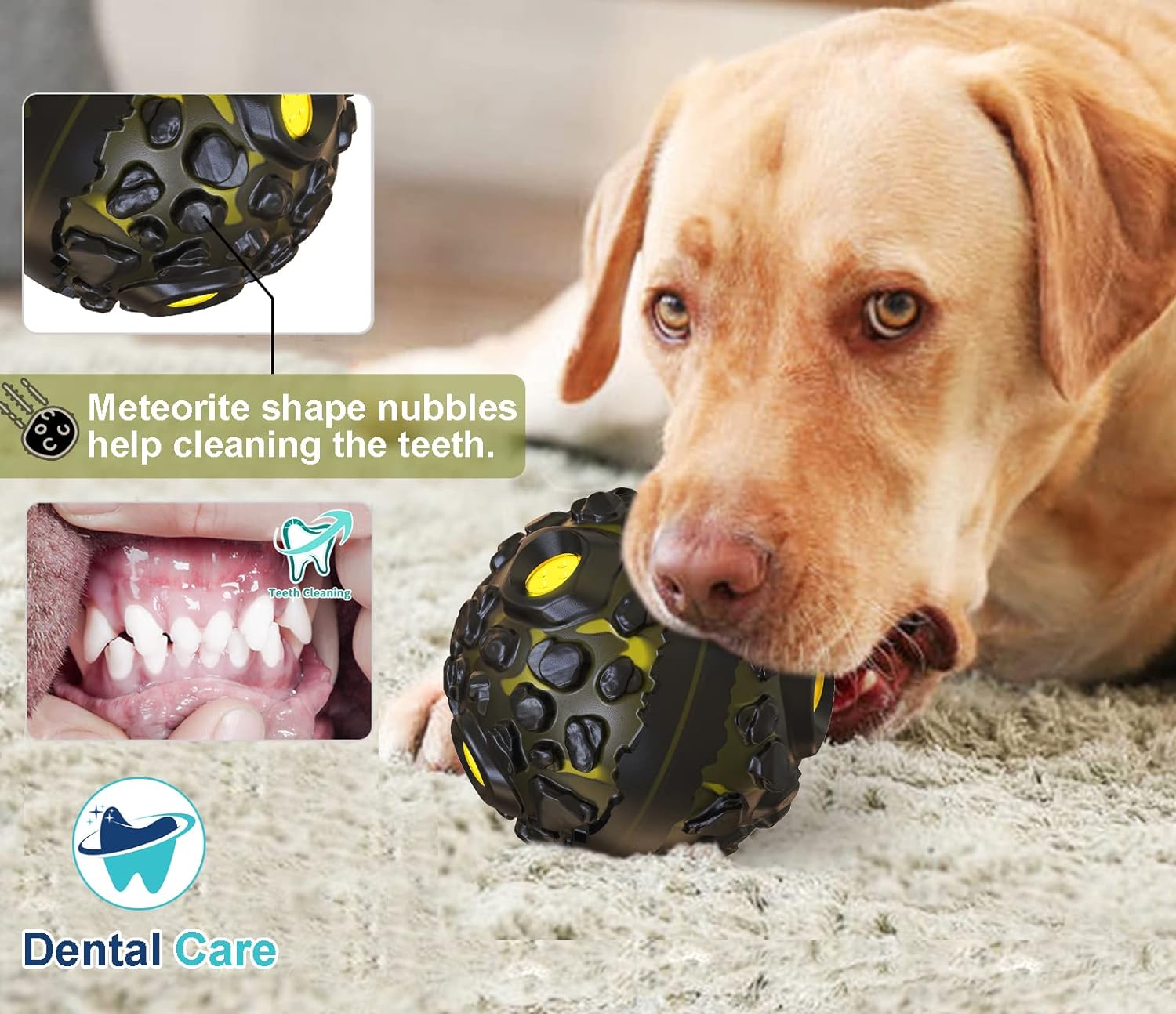 KFX-3585725 Durable Wobble Dog Ball Toy for Aggressive Chewers - Squeaky Giggle Sound, Non-Toxic Rubber, Teeth Cleaning Design