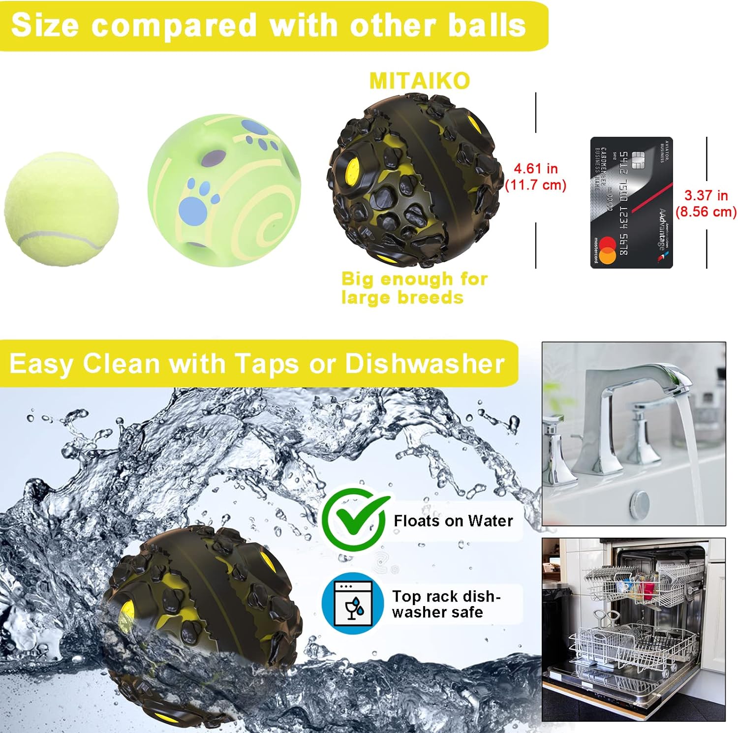 KFX-3585725 Durable Wobble Dog Ball Toy for Aggressive Chewers - Squeaky Giggle Sound, Non-Toxic Rubber, Teeth Cleaning Design