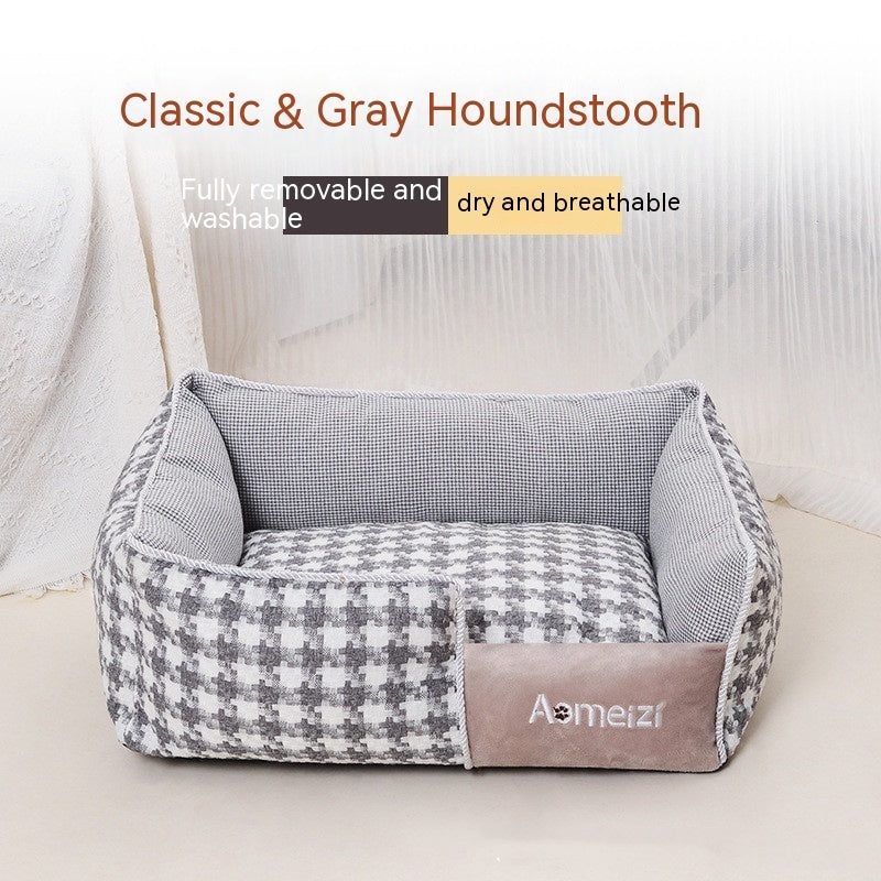 KFX-3588285 Removable and Washable Houndstooth Pet Bed for Cats – Four Seasons Universal Design