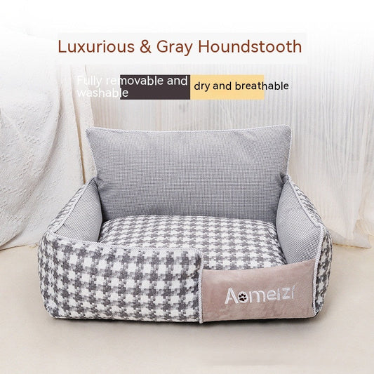 KFX-3588285 Removable and Washable Houndstooth Pet Bed for Cats – Four Seasons Universal Design