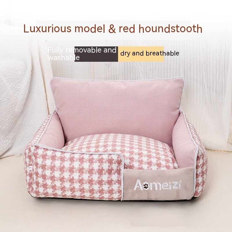 KFX-3588285 Removable and Washable Houndstooth Pet Bed for Cats – Four Seasons Universal Design