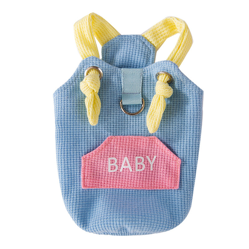KFX-3588797 Spring and Summer Cat Macaron Pocket Traction Sling Clothes in Ollie Pink and Bondi Blue
