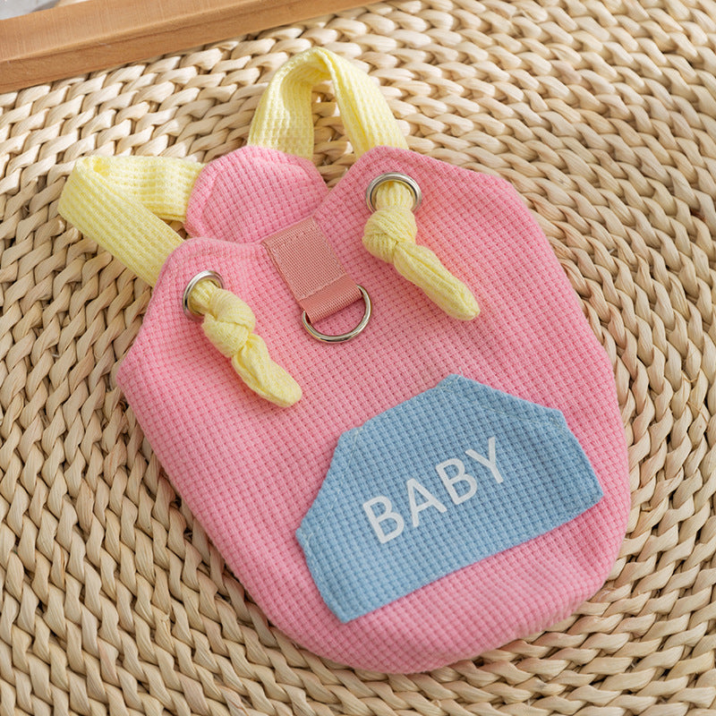 KFX-3588797 Spring and Summer Cat Macaron Pocket Traction Sling Clothes in Ollie Pink and Bondi Blue