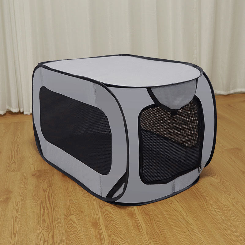 KFX-3590461 Portable Dog Car Cage for Small to Medium Breeds - Gray, Red, Green - Oxford Mesh & Steel Wire, 94x53x53cm