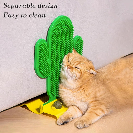 KFX-3591485 Cactus Self Groomer for Cats with Catnip Balls - Corner Brush & Scratching Pad
