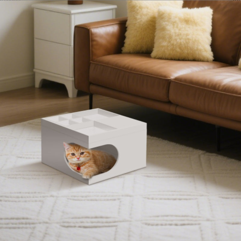 KFX-3591869 Multi-Functional Cat Station with Hidden Bed and Modular Storage Solutions