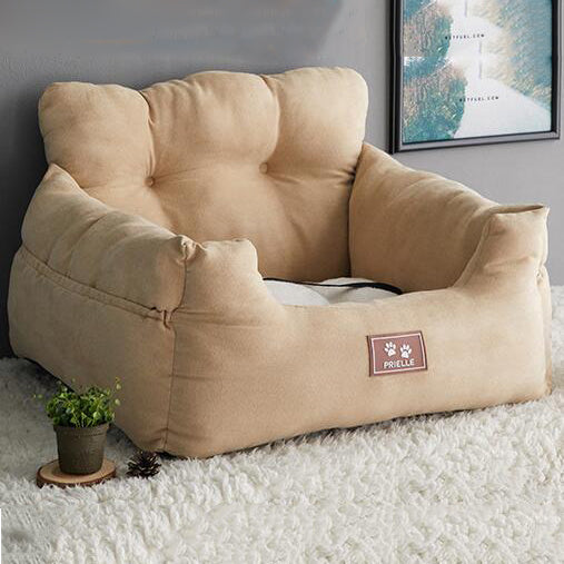 KFX-3592253 Portable Cloth Pet Sofa Car Seat - Multiple Colors Available (A-Pentagram, B-Dark Gray, C-Brown, D-Light Blue, E-Black Grid, F-Beige)